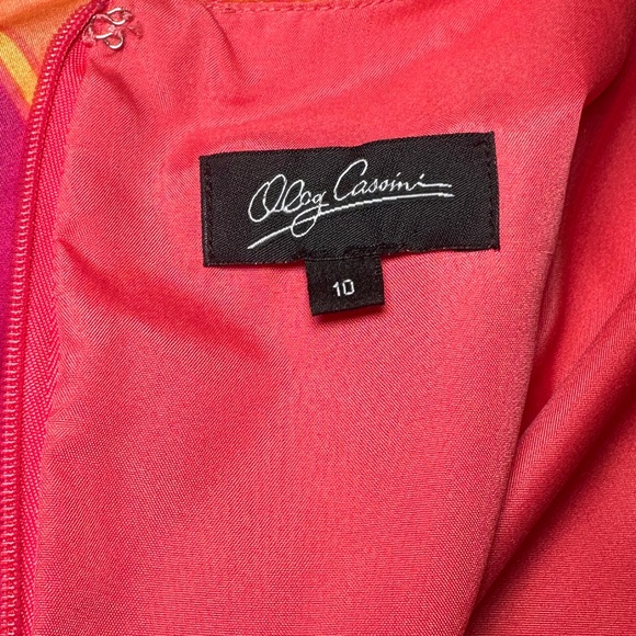 Oleg Cassini Orange Pink And Yellow Bodycon Dress Size 10 - Picture 7 of 7